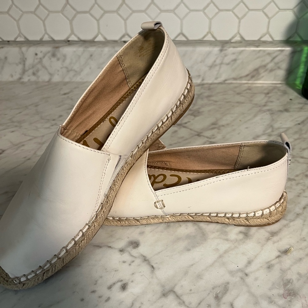 Sam Edelman Cream Espadrille Slip-On Flats